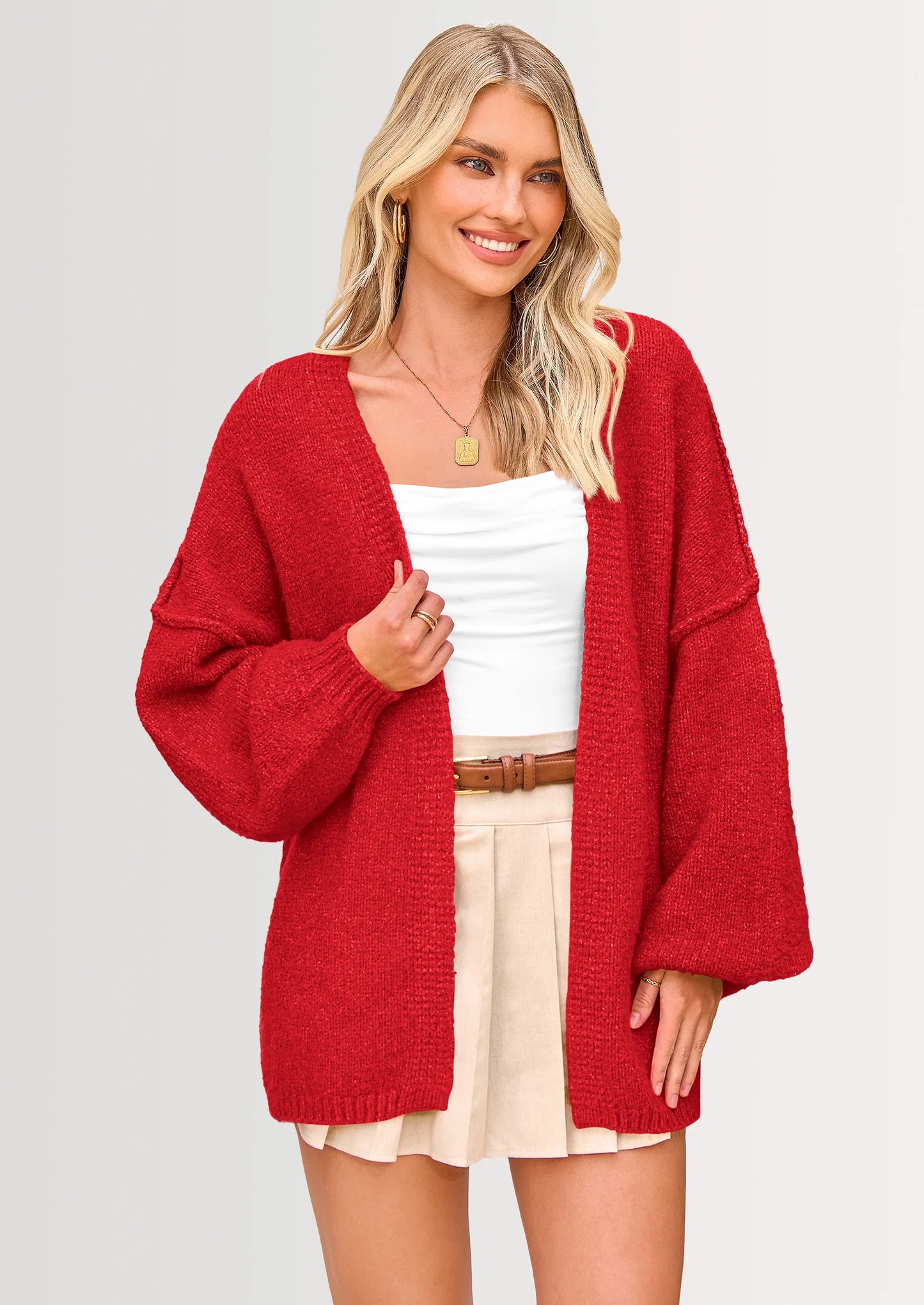 Women’s Oversized Knit Cardigan – Open Front Fall Sweater