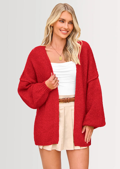 Women’s Oversized Knit Cardigan – Open Front Fall Sweater