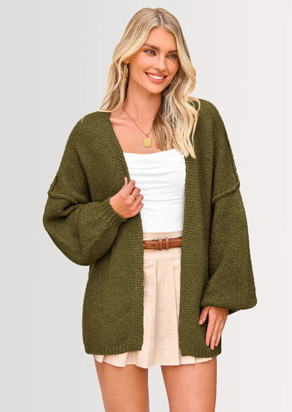 Women’s Oversized Knit Cardigan – Open Front Fall Sweater