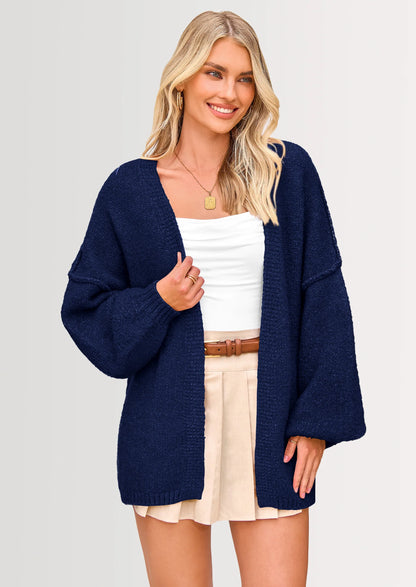 Women’s Oversized Knit Cardigan – Open Front Fall Sweater