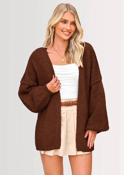 Women’s Oversized Knit Cardigan – Open Front Fall Sweater