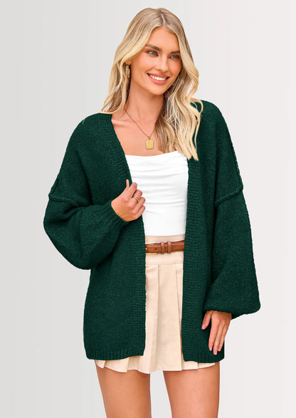 Women’s Oversized Knit Cardigan – Open Front Fall Sweater