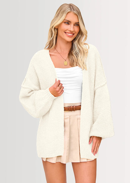 Women’s Oversized Knit Cardigan – Open Front Fall Sweater