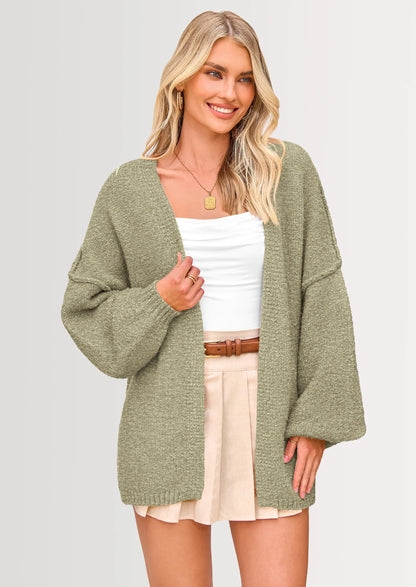 Women’s Oversized Knit Cardigan – Open Front Fall Sweater
