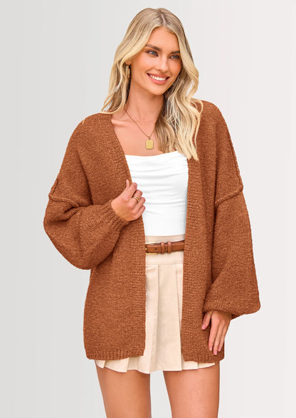 Women’s Oversized Knit Cardigan – Open Front Fall Sweater